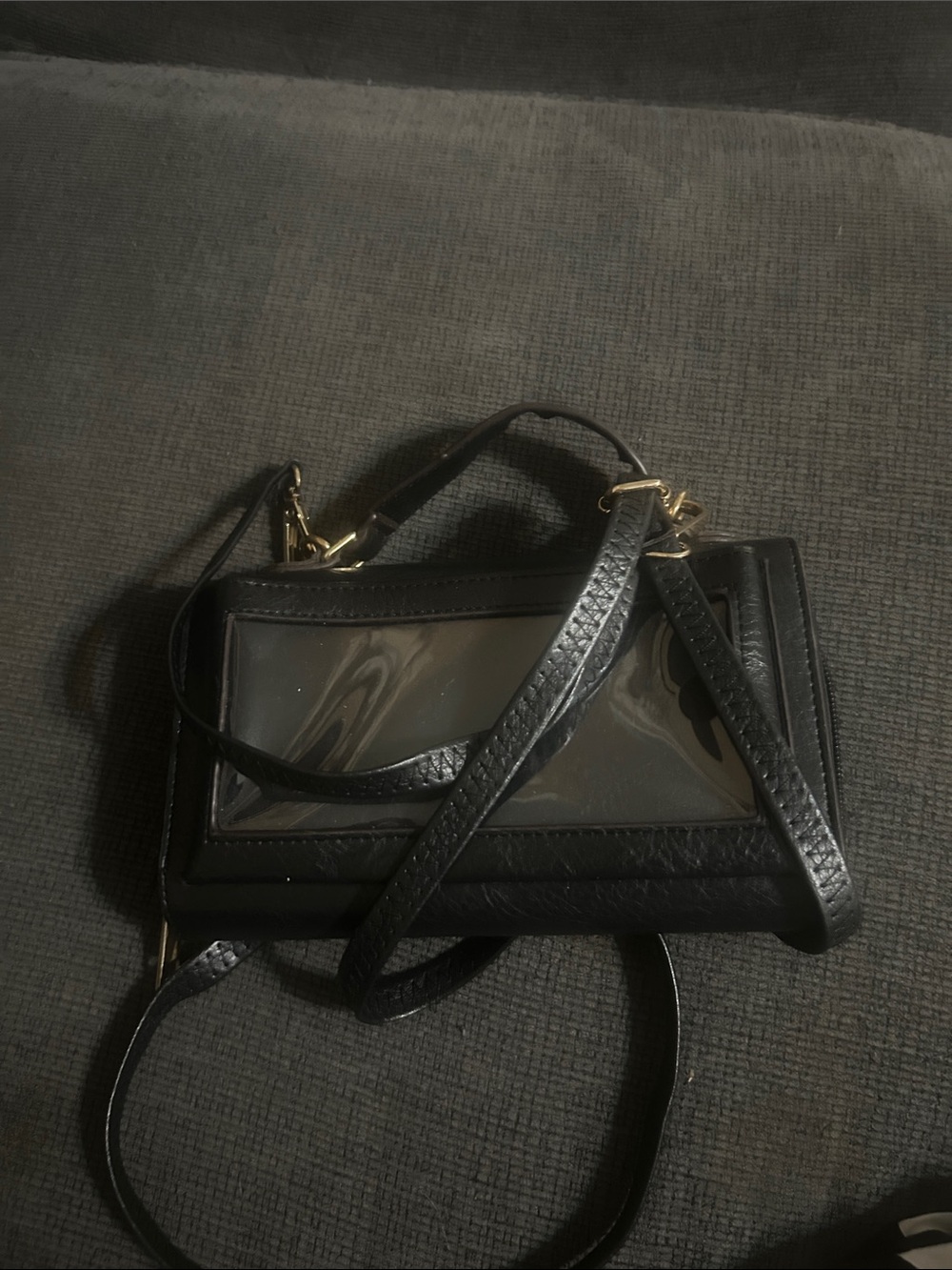 Black Clear-Panel Crossbody Bag - Unbranded